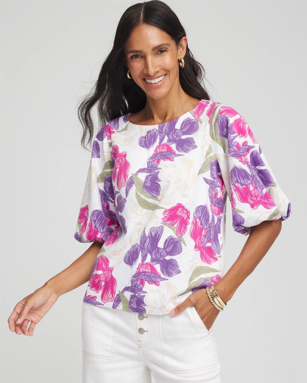 Floral Bubble Sleeve Top | Chico's